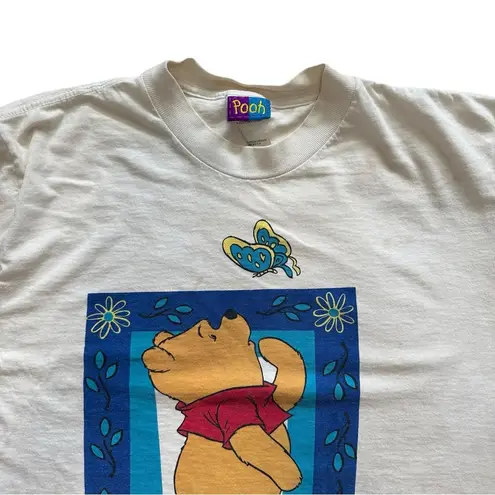 Disney Vintage 90S White Short Sleeve Cropped  Winnie The Pooh Top Medium