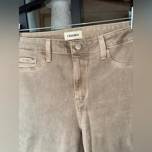 L'Agence L’AGENCE kendra high rise cropped flare rye coated jeans pants khaki stretchy