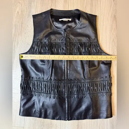 Peter Nygard Peter Nygård 100% Lamb Leather Fringe Vest Women’s Size 14 Black Western Boho