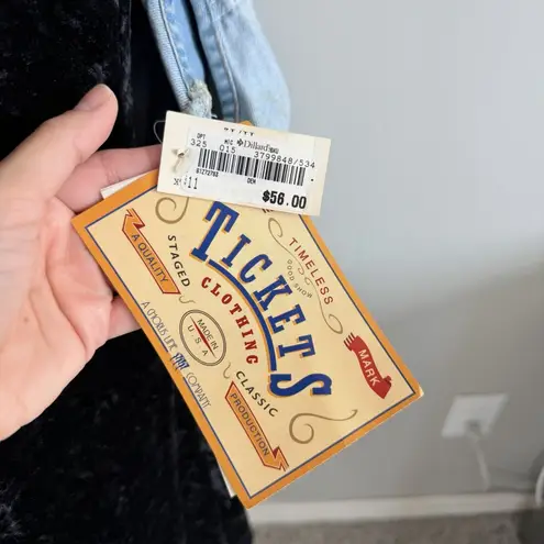 NWT Vintage 90s Tickets Clothing Western 2 Piece Crushed Velvet Dress Denim Vest Black