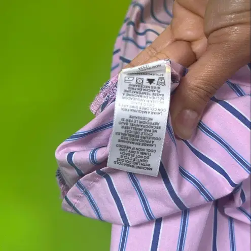 Elegant Pink and Blue Striped Midi blouse Size M