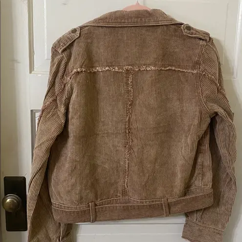 POL Corduroy Brown Biker Jacket Tan Size M