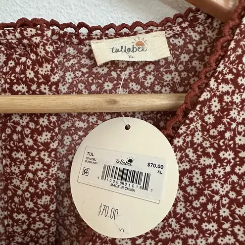Tullabee Long Sleeve Floral Dress in rust Brown NWT Size XL