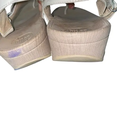 FitFlop Floretta Fluer Slingback Sandal Mule Cream Tan 100% Leather Size 8