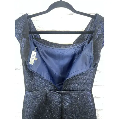 Rickie Freeman x Teri Jon Jacquard Blue Metallic Cocktail Dress Size 6 READ