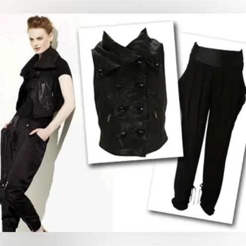 Karen Millen Washed Black Leather Vest