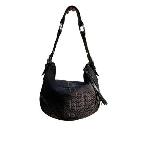 Coach Y2K  Soho Signature Slouchy Hobo Black Jacquard with bonus Matching Wallet