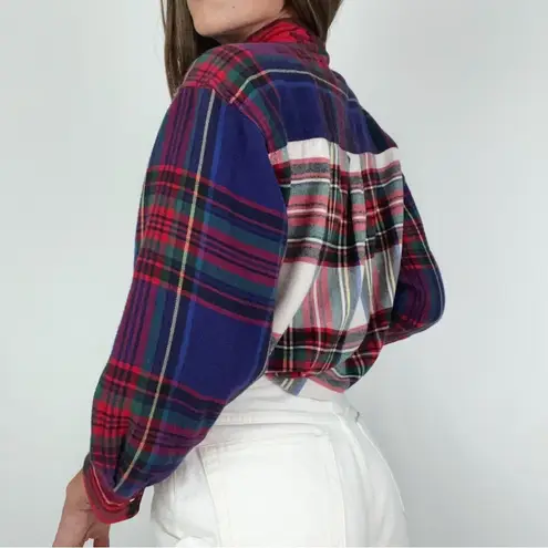 American Vintage Vintage ✨ Colorblock Plaid Button-Front Top