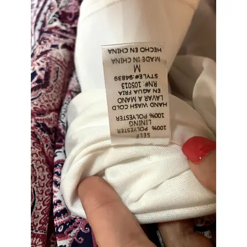 SAVANNA JANE Frilly Patchwork Print Mini Dress Size Medium M Long Sleeve Purple