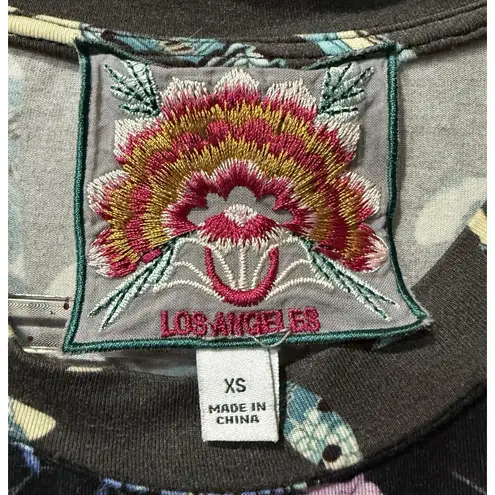 Johnny Was Johnny Was Kashim Relaxed Floral Short Sleeve Top Floral Tee Black Shirt XS