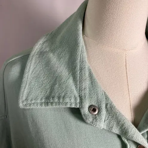 Avec Les Filles Mint Green Jacket Size S Cotton Utility Pocket Button Relaxed