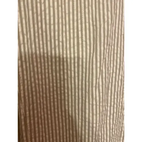 Sandro Striped Blazer Jacket Beige/white Size Medium 100% Cotton