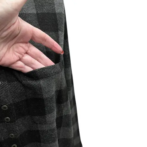 Soft Surroundings Mad About Plaid Tunic Size L Gray Buffalo Flannel Roll Tab Top