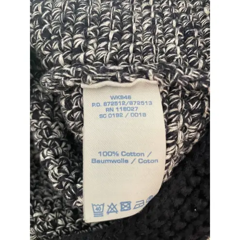 Boden Cotton Heavyknit Marled Textured Cropped Jacket Size 6 Navy Blue White