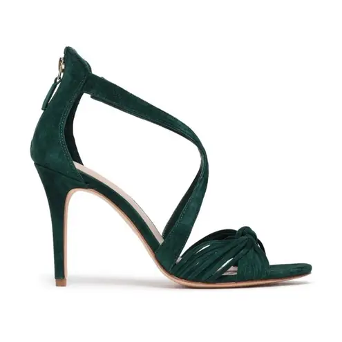 Sandro NEW Elisa Knotted Green Suede Heel Sandal 37