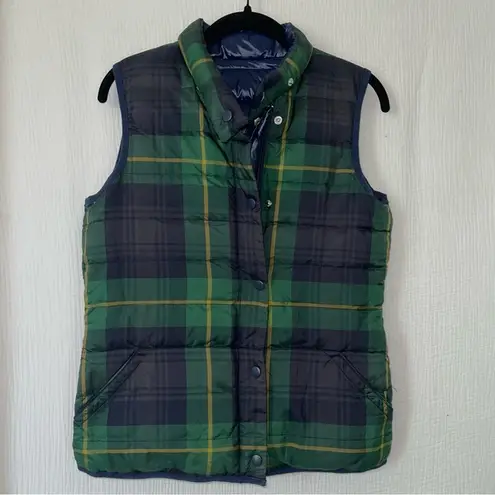 J. McLaughlin ‎ | Dark Green & Navy Plaid Reversible Down Vest