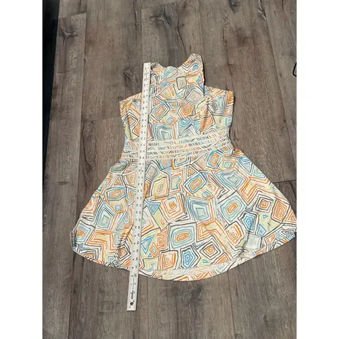 Eleven by Venus Williams Dress Sleeveless Geometric Print Fitted Waist White Size L