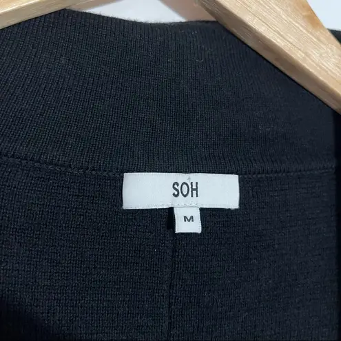 SOH Black Moto Cashmere/Cotton Blend Jacket/Cardigan With Leather Elbow Patch M Black Size M