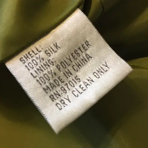 Larry Levine Vintage moss green silk long jacket