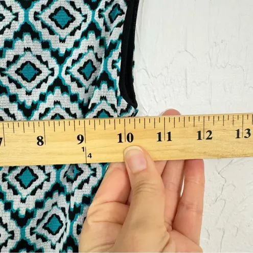 Kay Unger  Printed Ruched Mini Bodycon Dress XS Teal Black & White Y2K Baddie