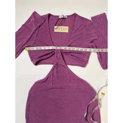 Gab & Kate Orchid Twisted Tie Cut Out Bodycon Mini Dress Sz L Women