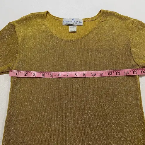 Vintage La Costa Spa Gold Metallic Knit Top – Made in USA Small