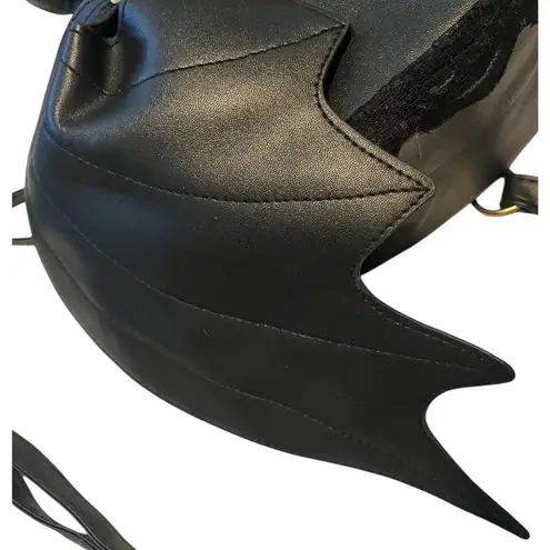 AZA Gothic Heart Bat Wing Backpack Black Lace Trim Faux Leather Mini Bag Purse