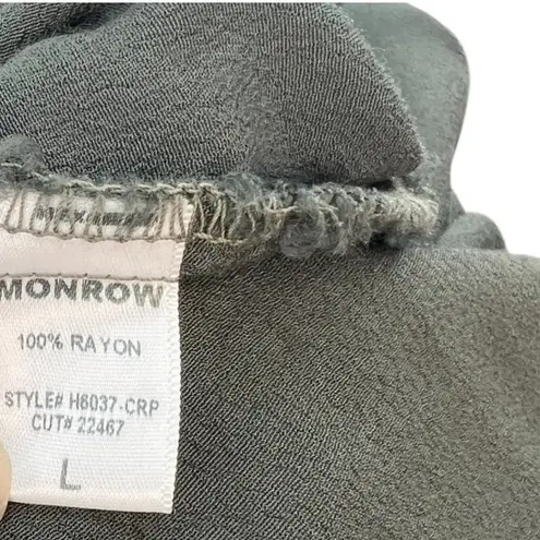 Monrow Jumpsuit Crepe Long Sleeve Collared Button Down Olive Green Size Large