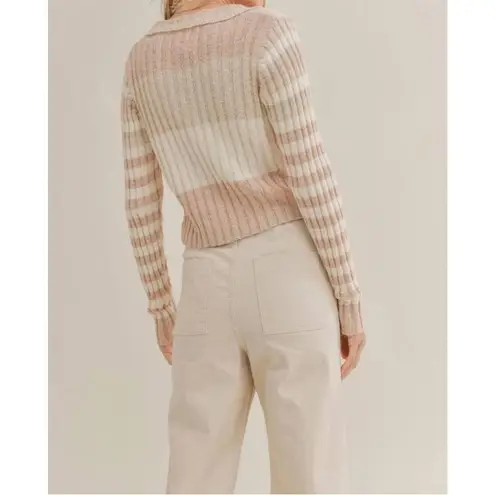 NEW SADIE & SAGE sunny afternoon striped sweater in coral pink Size L