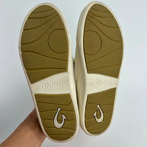 OluKai Kohu Women's Canvas Sneaker Shoes Collapsible Heel Cream Off White Size 8