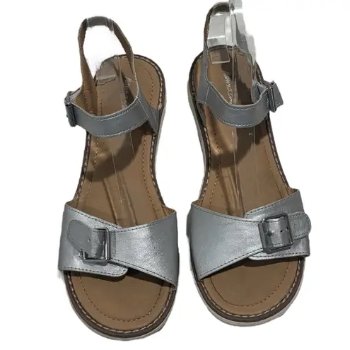 Hanna Andersson Silver Sandals Summer Buckle Open Toe Caty Size 5/6.5