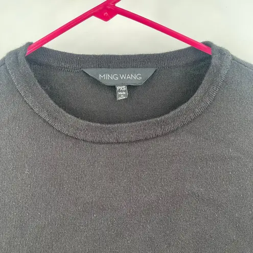 Ming Wang Blouse Size Petite Extra Small Top Black Ruffle Sleeve Classic Shirt