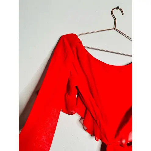 FAME & PARTNERS Red Chiffon Ruffle A