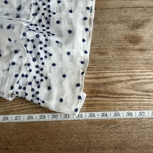 Devlin Boutique White Dress with Blue Embroidered Flowers Small tiered dress ruf