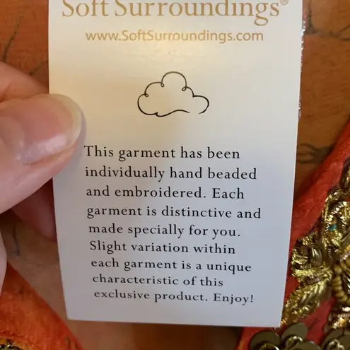 Soft Surroundings 🚫SOLD🚫 Orange Sheer Beaded Caftan or Swim Cover PL/PXL