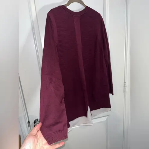 Hilary Radley Womens Long Sleeve Cotton Academia Tennis 2fer Sweater Top Sz L