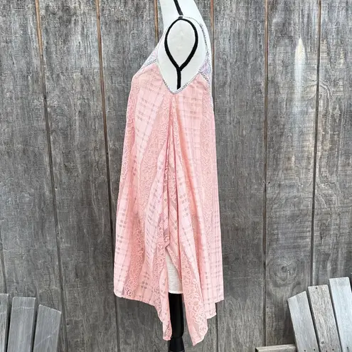 Tassels N Lace Elegant Asymmetrical Pink Dress Lace Gingham Embroidered Trim and Top Size Sm