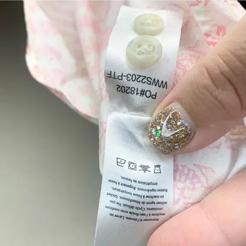 Faherty Women’s Malibu Boyfriend Cotton Short Pink Taj Floral Button Up Size L