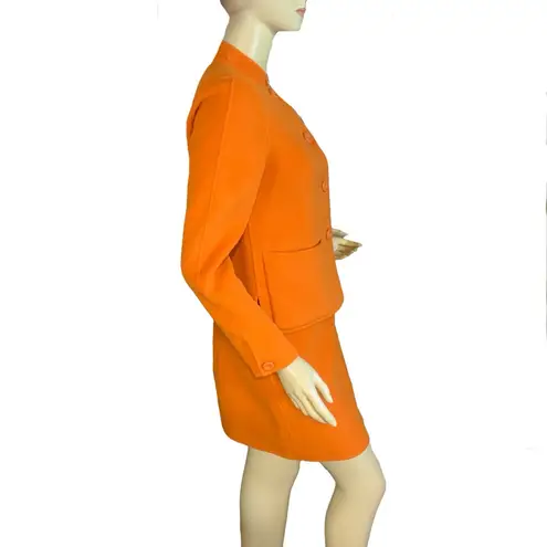 carole little VINTAGE Y2K ORANGE WOOL BLEND SKIRT SUIT (XS/4)