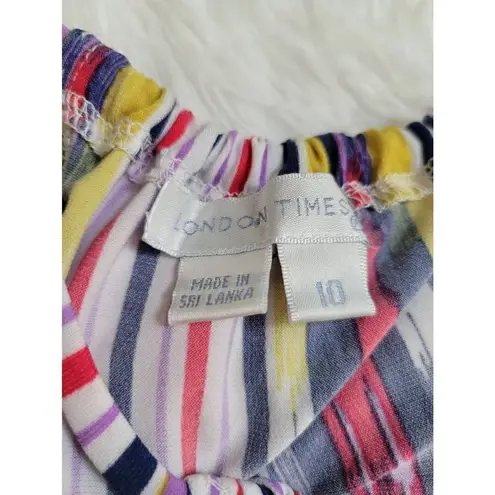 London Times  Size 10 Colorful Vertical Stripes Sleeveless Dress