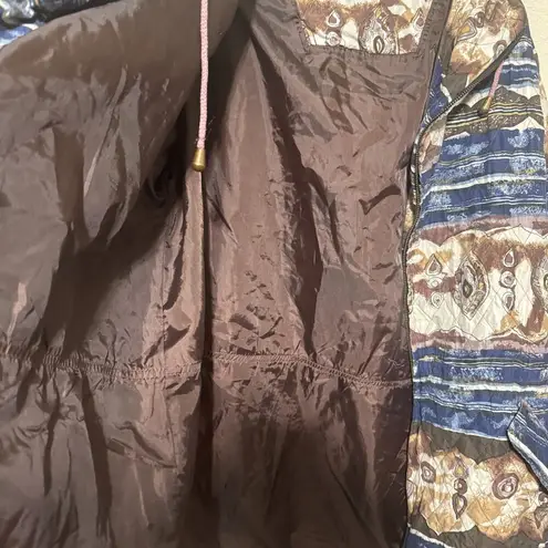 Vintage Diana Marco 100% Silk Quilted Jacket 80s Hooded Womens 18/XL Blue