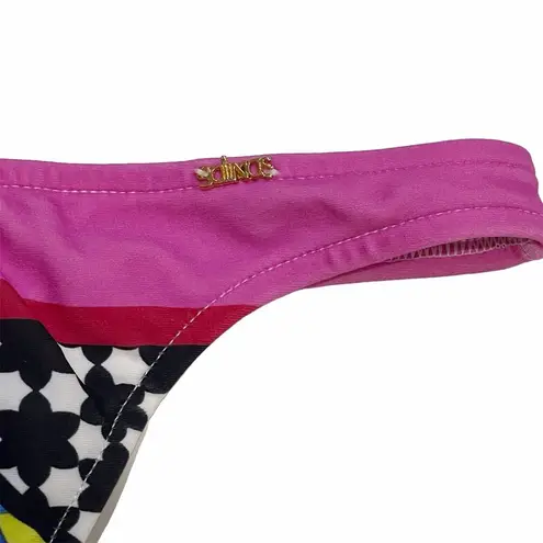 NEW Salinas L Runway Cheeky Bikini Bottoms MultiColor PalmTrees Birds Swim Beach Blue Size L