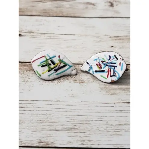 Vintage Clip On Earrings Multi Colored Artsy