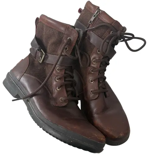 UGG  Kesey Waterproof Leather Snow Winter Boots Brown Lace Buckle Womens 9.5