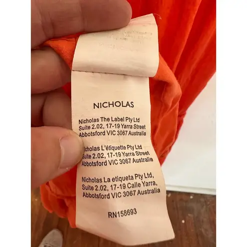 NICHOLAS Orange Mylah Plunge Neck Tie Front Beachy Boho Maxi Dress Size US 4