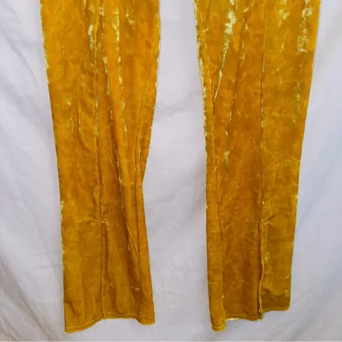 Urban Renewal  Velvet Flare Slit High Rise Pull-On Pants Vintage Gold Mustard