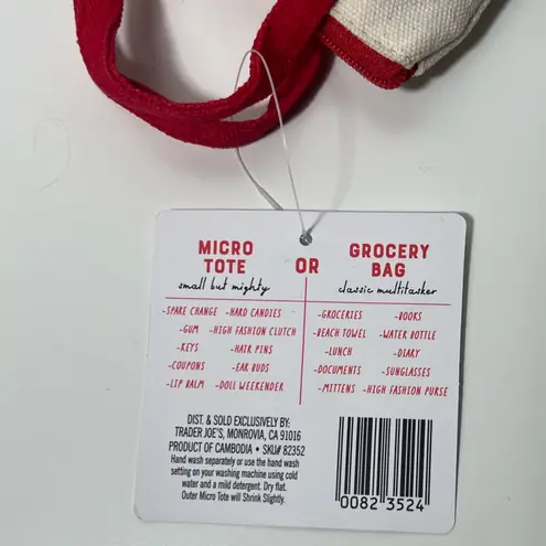 Trader Joe’s Canvas Micro Mini Tote with Reusable Grocery Bag Charm Red