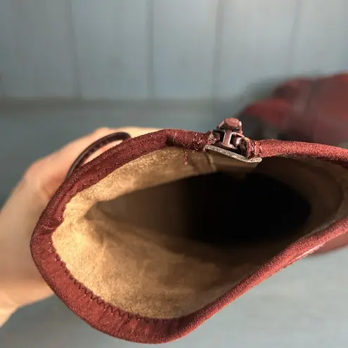 Aerosoles A2 by Leading Role Ankle Boots Womens Size 8.5 M Wine Faux Leather