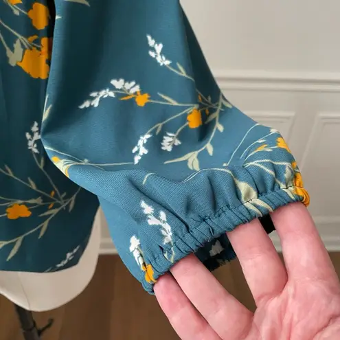 Collective Concepts Collective Concept Stitch Fix Open Front Knotted Green Floral Blouse M Petite