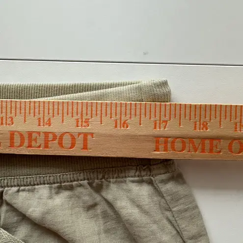 Wearables Beige Linen Blend Capri Pants Womens Large Cargo Drawstring Tan